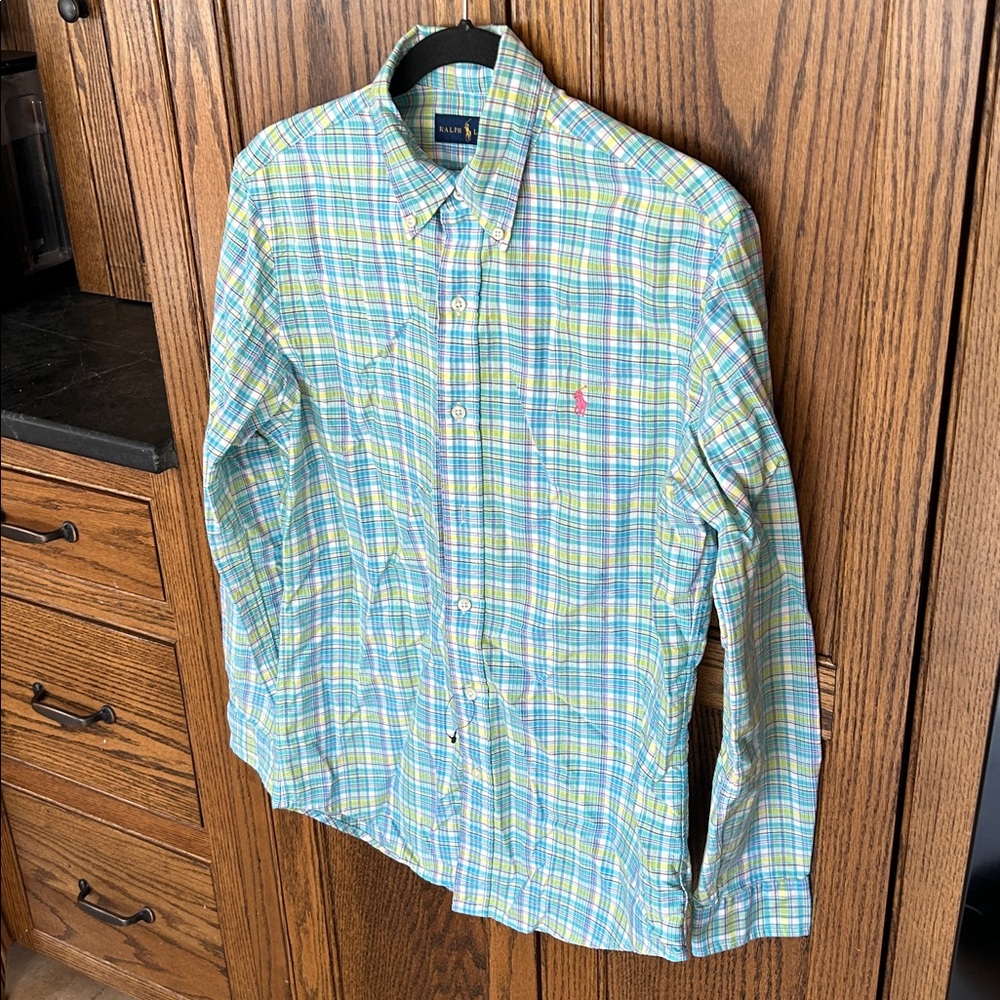 Ralph Lauren Men's‎ Green and Blue Plaid Shirt Small - Picture 2 of 6